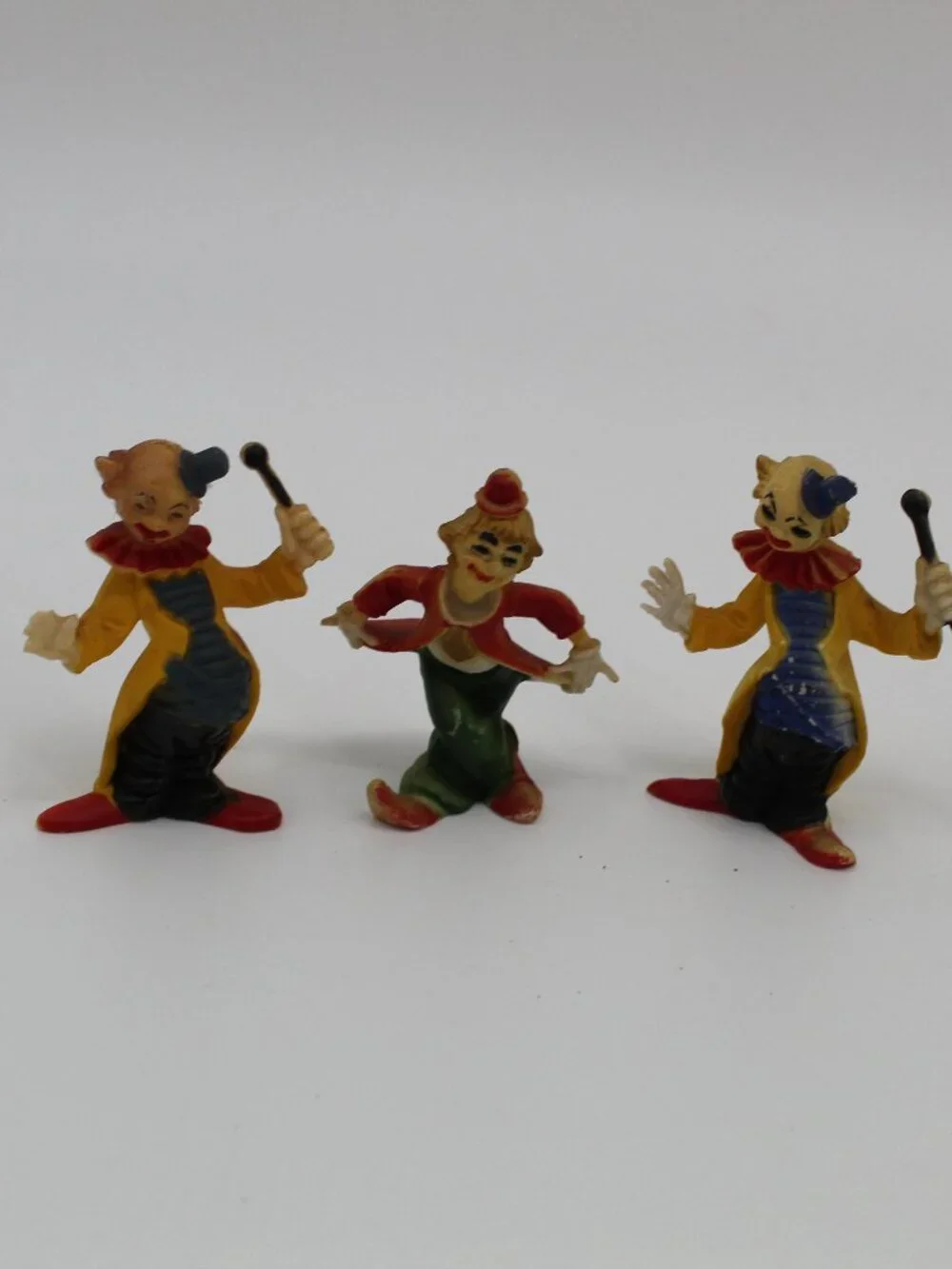 Vintage 1970s Plastic Circus Clown Figures Cake Toppers Lot of 3 Novelty Fun